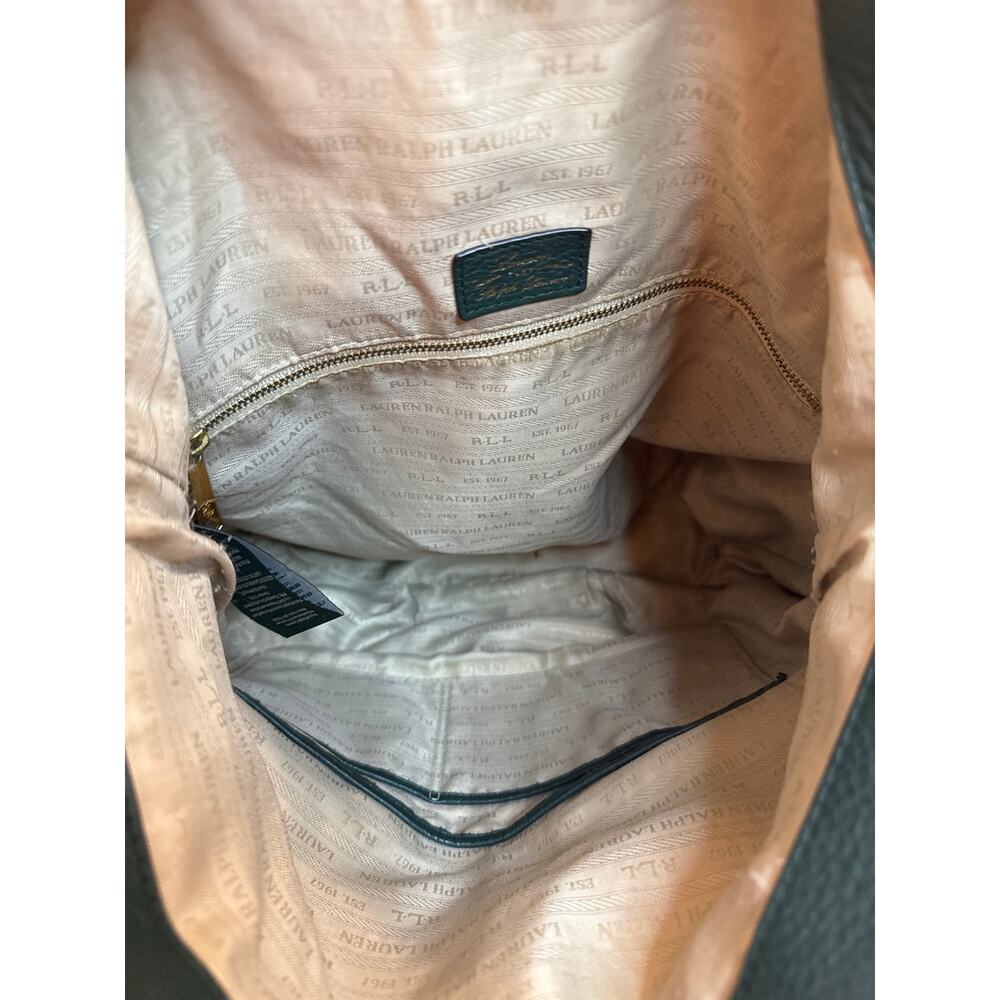 Lauren Ralph Lauren Green Pebbled Leather Cargo Pocket Hobo Shoulder Bag - Picture 7 of 8